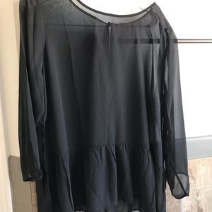 Sheer black peplum top